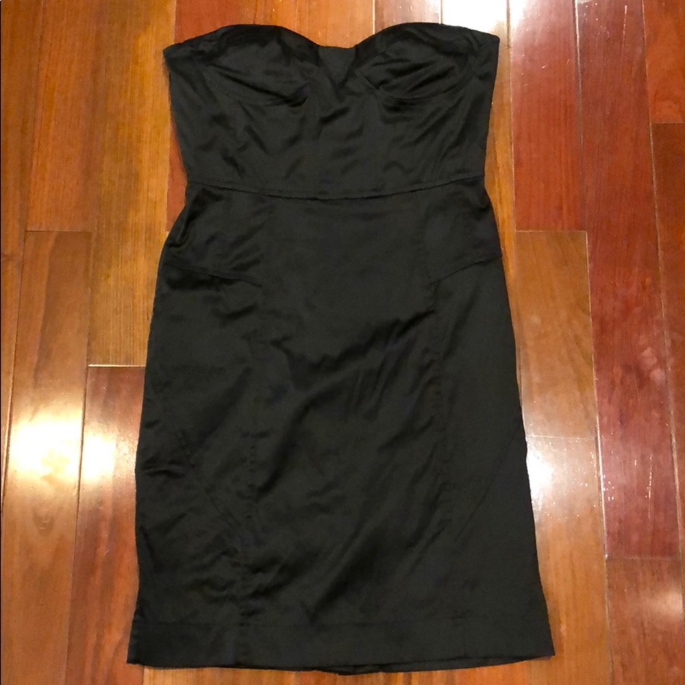 Black Satin strapless dress size medium